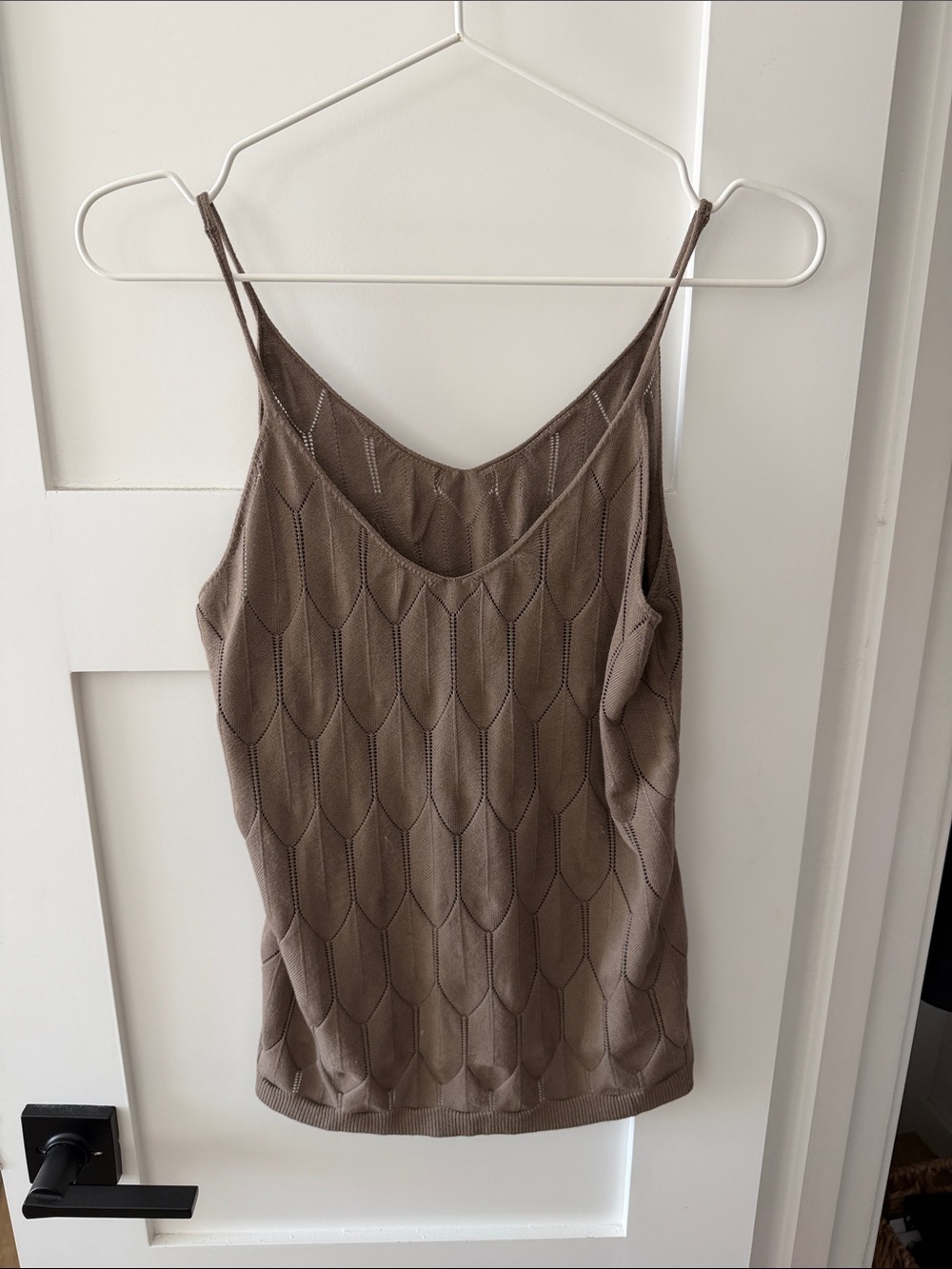 Brown Knit Spaghetti-Strap Tank Top